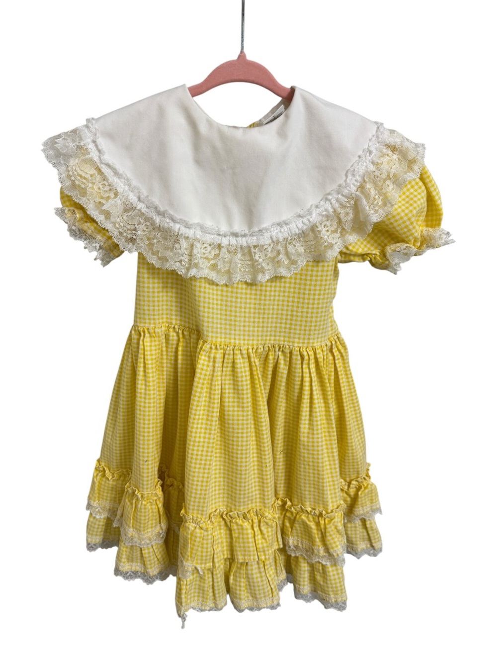 Vintage Lid'l Dolly's Yellow Gingham Dress Size 6 Southern Belle Flaws As-Is